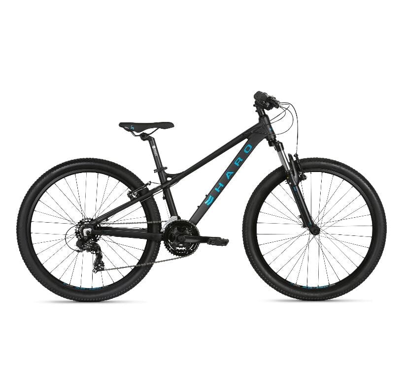 2022 Haro Flightline One 26 Matte Black Blue 13" Bikes Haro XS 
