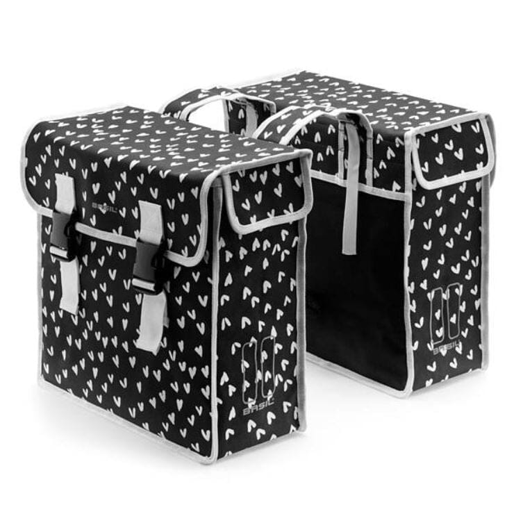 Basil Mara XL Double Pannier Bag 35L Heart Dots Bike Parts Basil