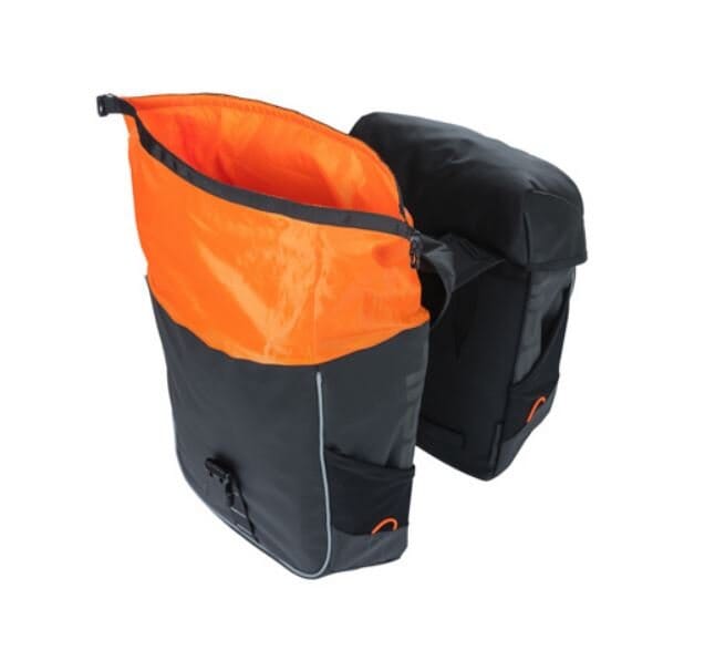 Basil Miles Tarpaulin Double Pannier Bags 34l Blk Org Bike Parts Basil 