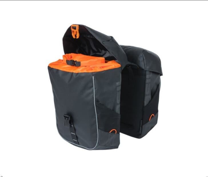 Basil Miles Tarpaulin Double Pannier Bags 34l Blk Org Bike Parts Basil 