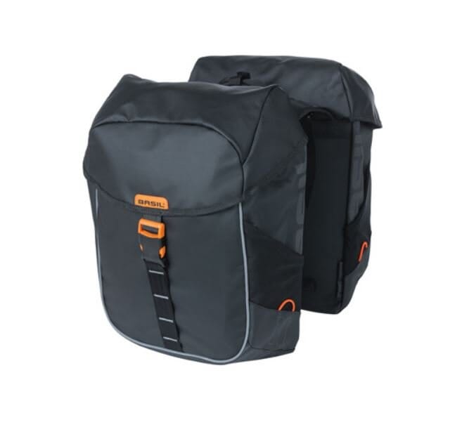 Basil Miles Tarpaulin Double Pannier Bags 34l Blk Org Bike Parts Basil 