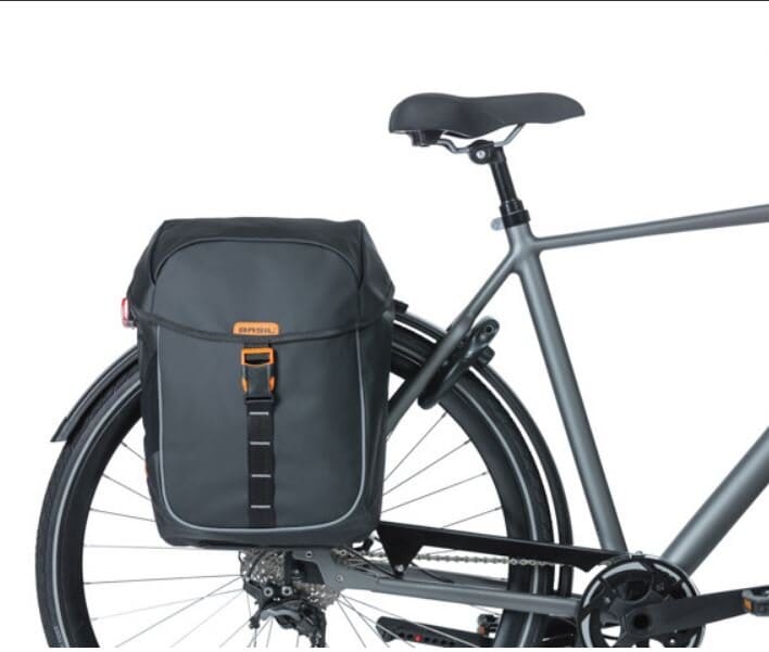 Basil Miles Tarpaulin Double Pannier Bags 34l Blk Org Bike Parts Basil 