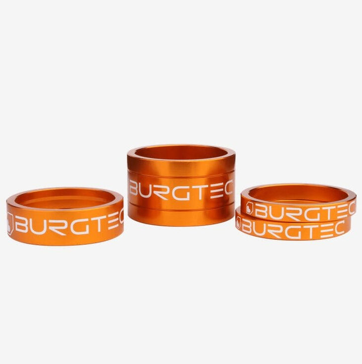 Burgtec Stem Spacer Kit Black 5mm, 10mm, 20mm x2 Bike Parts Burgtec Iron Bro Orange 