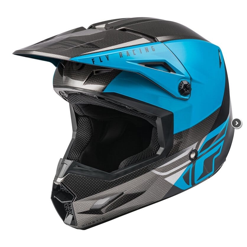 Fly Kinetic Straight Edge ECE Full Face Helmet Youth Blue/Grey/Black Bike Parts Fly Y/S