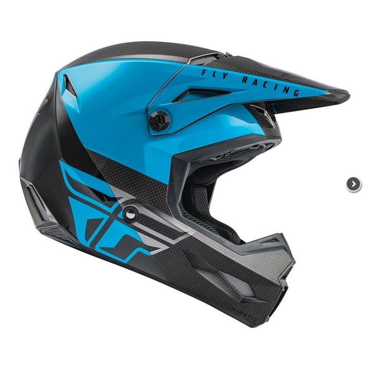 Fly Kinetic Straight Edge ECE Full Face Helmet Youth Blue/Grey/Black Bike Parts Fly