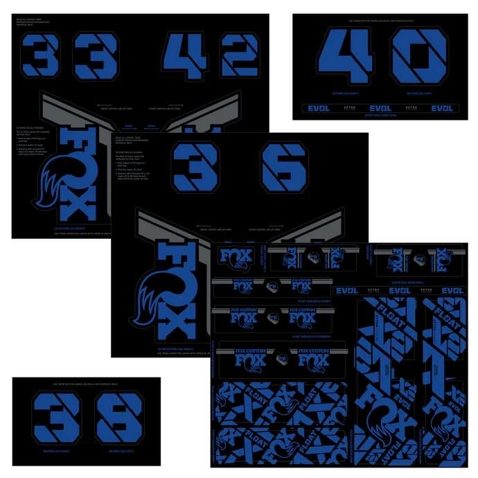 Fox Decal 2021 AM Custom Fork & Shock Kit Blue Bike Parts Fox