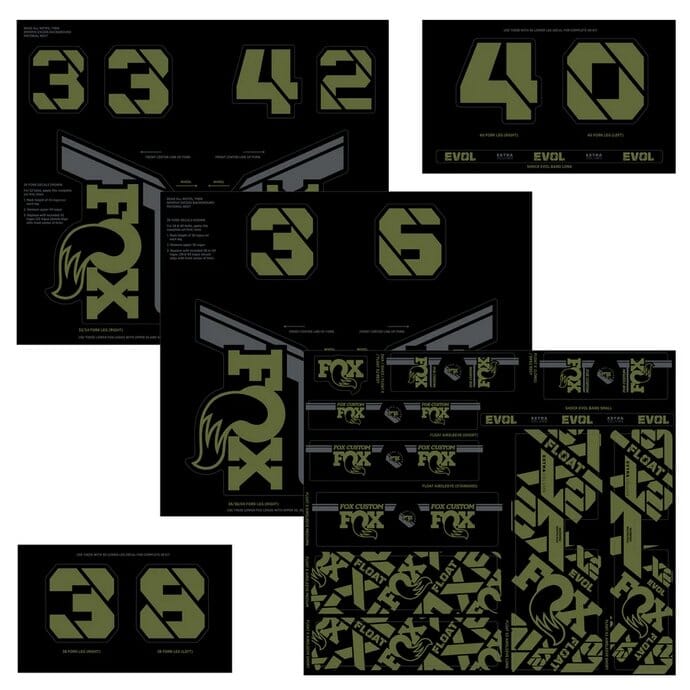 Fox Decal 2021 AM Custom Fork & Shock Kit Olive Drab Bike Parts Fox
