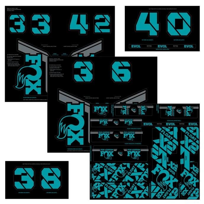 Fox Decal 2021 AM Custom Fork & Shock Kit Turquoise Bike Parts Fox
