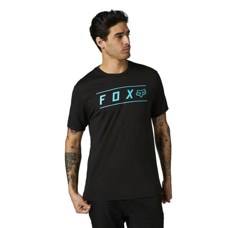 Fox Pinnacle SS Tech Tee Black Blue Bike Parts Fox S