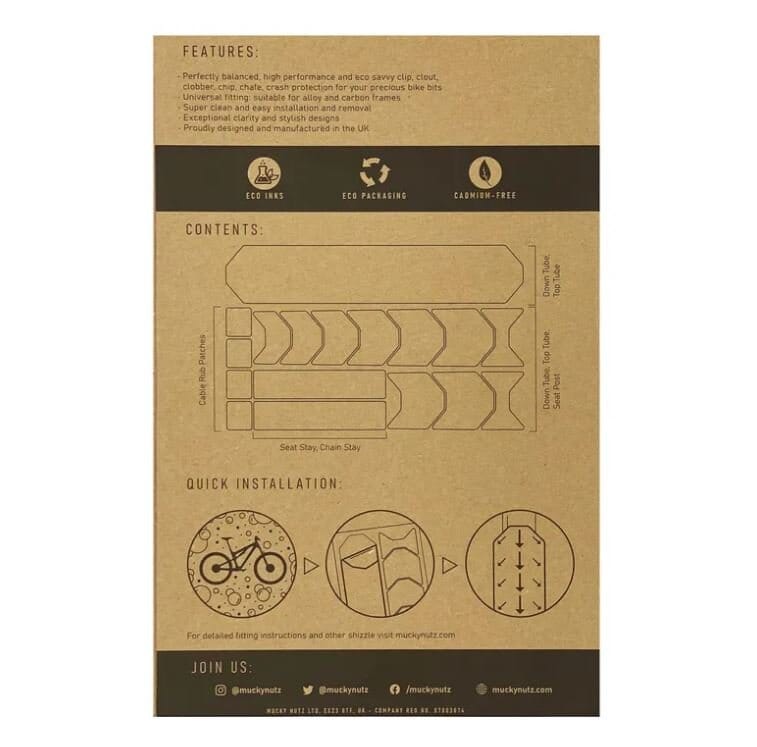 Mucky Nutz frame Skinz Clear Matt Finish Bike Parts Mucky Nutz