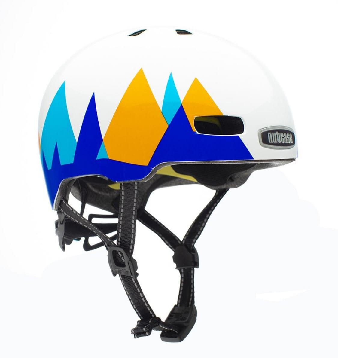 Nutcase Little Nutty Mountains Callin Helmet Youth Wht/Blu/Yel Bike Parts Nutcase 
