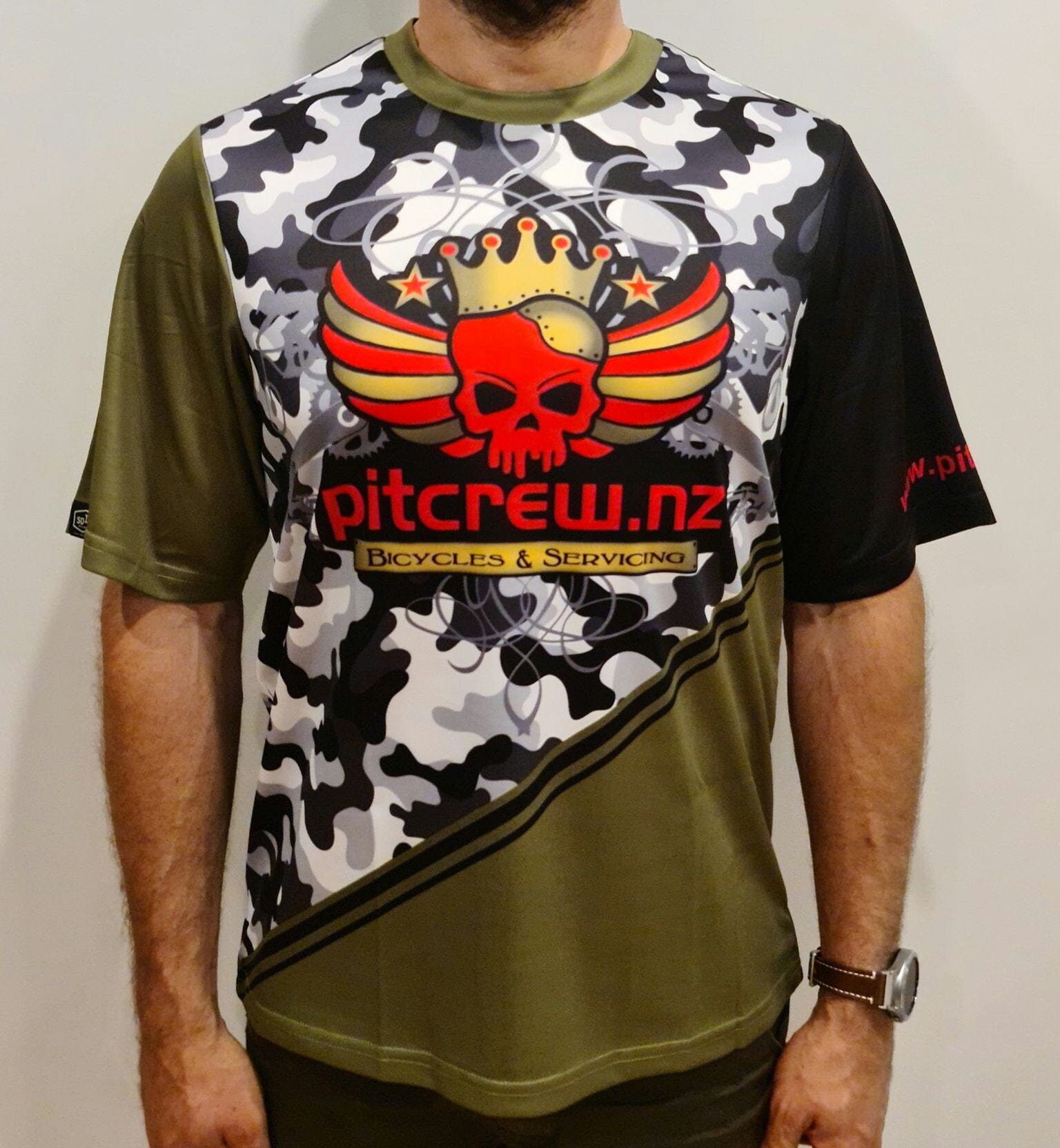 Pitcrew MTB Core Jersey Camouflage Green Black Bike Parts Pitcrew.nz XS