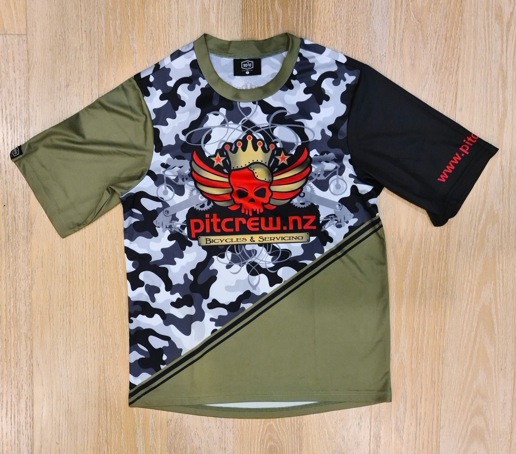 Pitcrew MTB Core Jersey Camouflage Green Black Bike Parts Pitcrew.nz