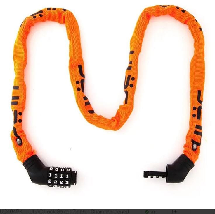 ULAC Street Fighter Chain Hardened Steel Combo Lock 5mm x 100cm Var Col Bike Parts ULAC Orange